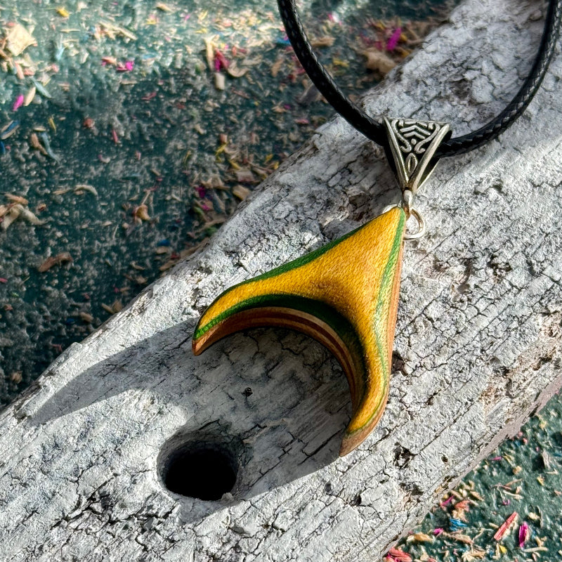 Yellow Crescent Skateboard Pendant