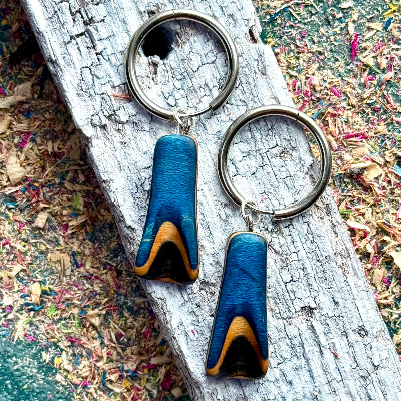 Handmade recycled skateboard Blue & Black Hoop Earrings — Baltic Dew, made in the UK