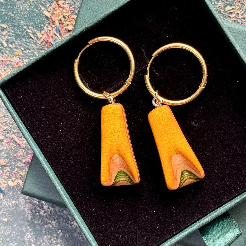 Handmade recycled skateboard Yellow & Green Hoop Earrings — Baltic Dew, made in the UK