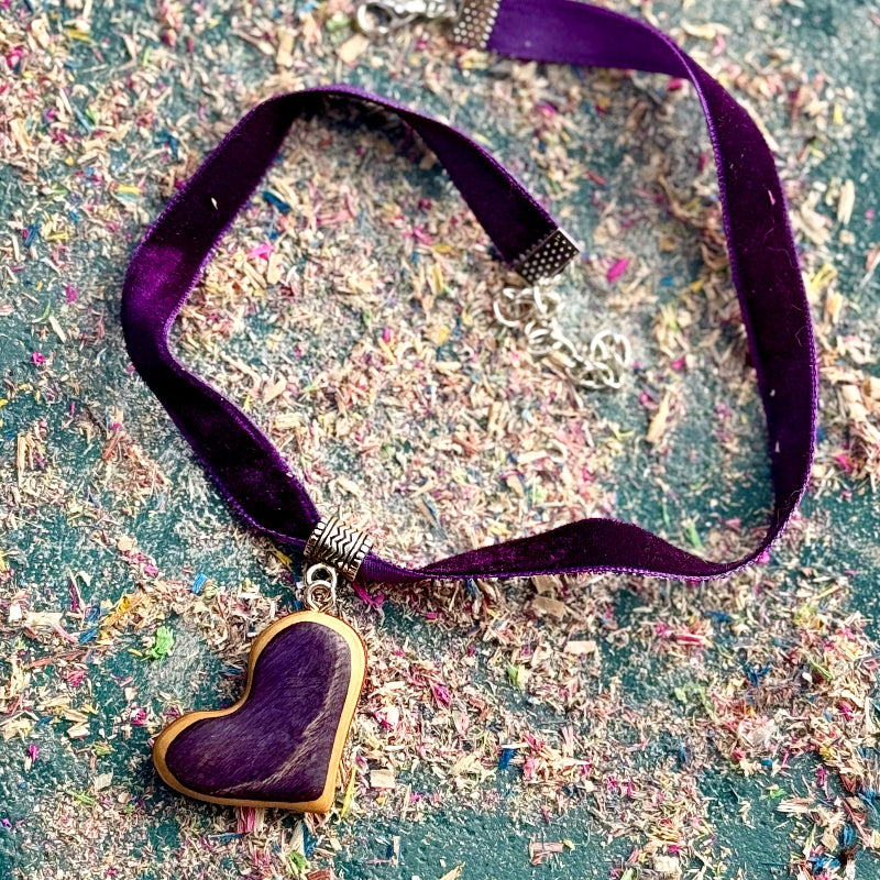 Handmade recycled skateboard Purple Heart Skateboard Choker — Baltic Dew, made in the UK