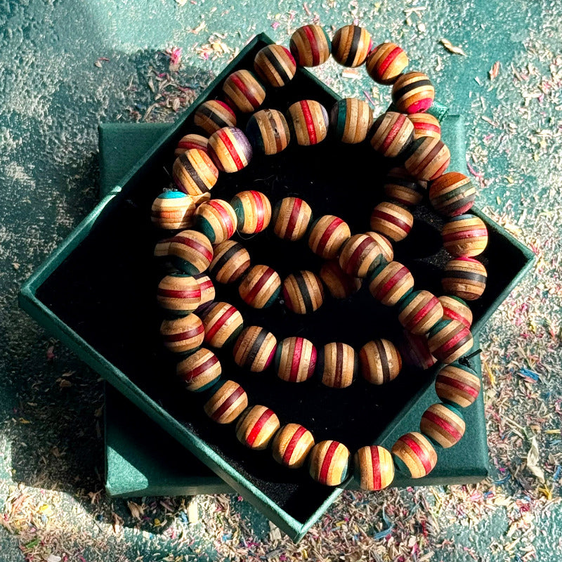 Handmade recycled skateboard Random Beads Skateboard Bracelet — Baltic Dew, made in the UK