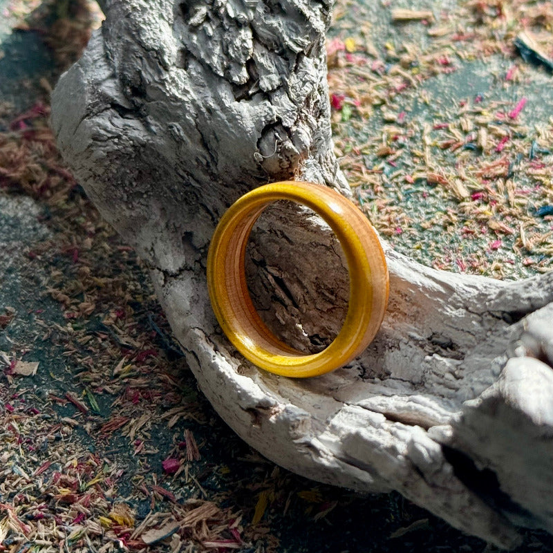Handmade recycled skateboard Yellow and Orange Slim Skateboard Ring — Baltic Dew, made in the UK