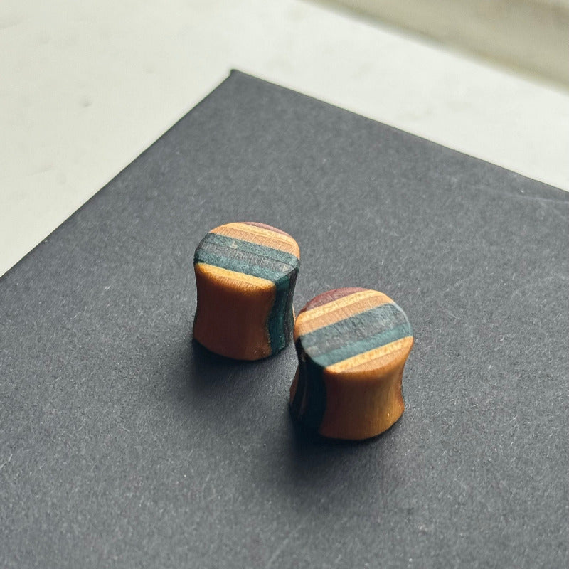 Handmade recycled skateboard Teal & Black Ear Plugs – 10mm — Baltic Dew, made in the UK