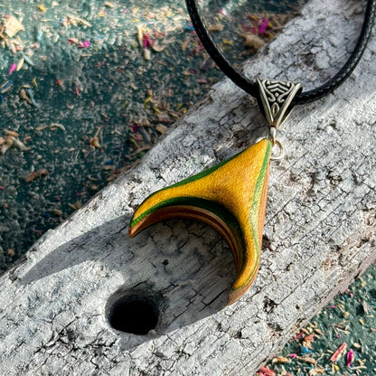 Yellow Crescent Skateboard Pendant