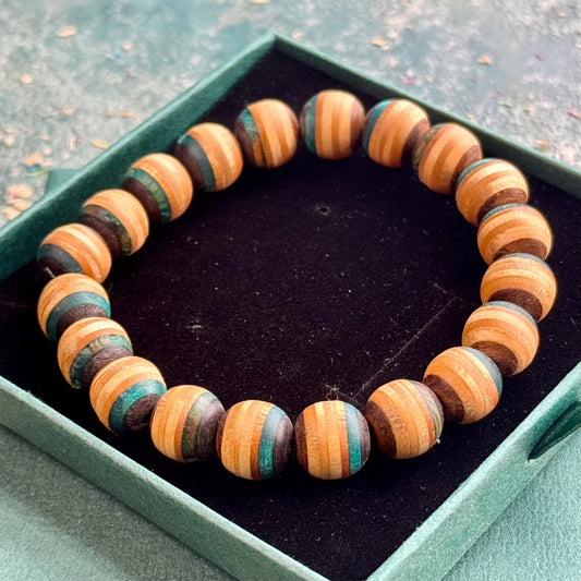 Brown and Teal Skateboard Bracelet