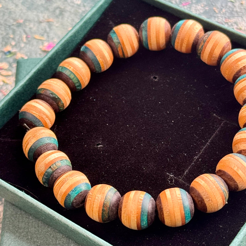 Brown and Teal Skateboard Bracelet