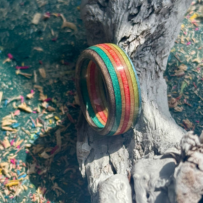 Red Blue Green Recycled Skateboard Ring