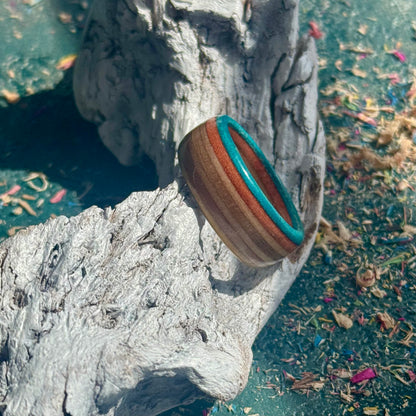 Teal Orange Recycled Skateboard Ring