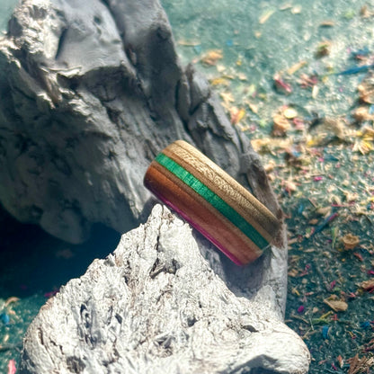 Orange Green Grey Recycled Skateboard Ring