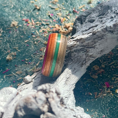 Orange Green Grey Recycled Skateboard Ring
