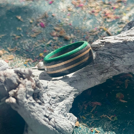 Green Grey Recycled Skateboard Ring