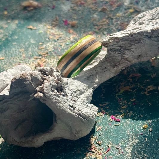 Green Black Recycled Skateboard Ring