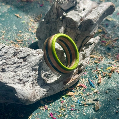 Green Black Recycled Skateboard Ring