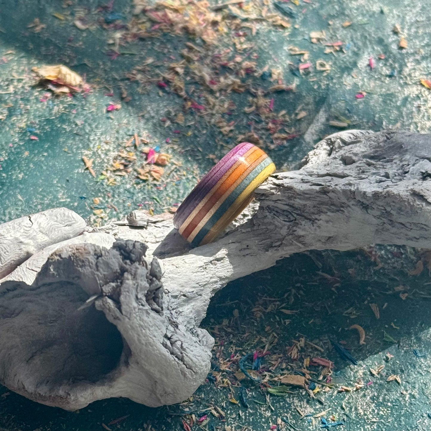 Yellow Orange Purple Recycled Skateboard Ring
