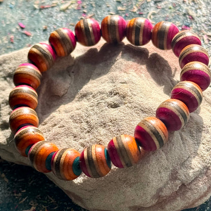 Orange and Pink Skateboard Bracelet