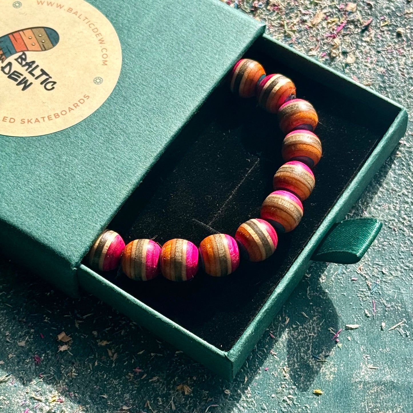 Orange and Pink Skateboard Bracelet
