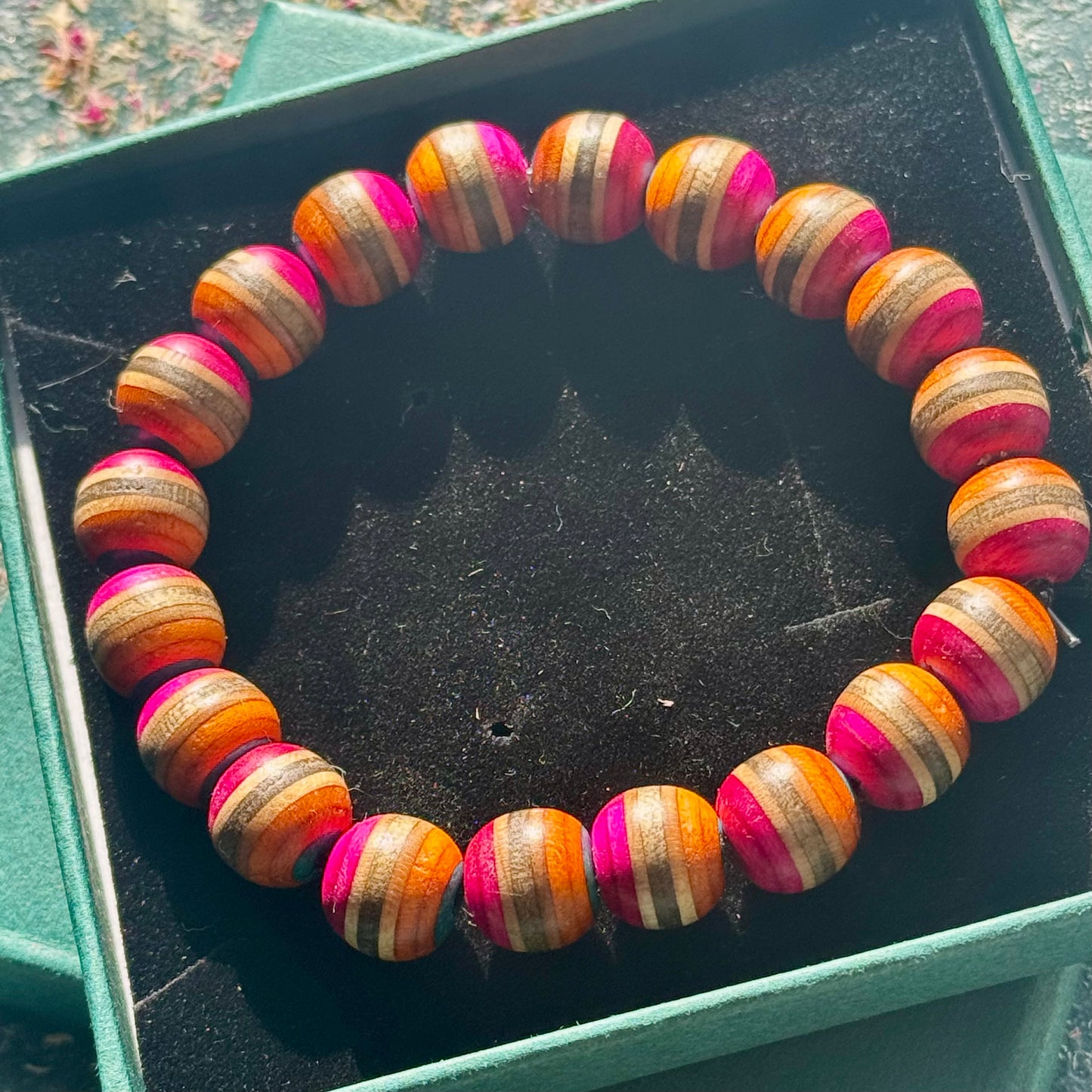 Orange and Pink Skateboard Bracelet