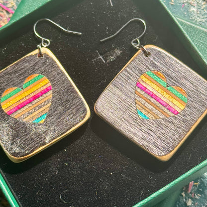 Flower and Heart Skateboard Earrings