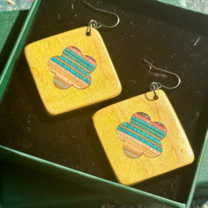Flower and Heart Skateboard Earrings