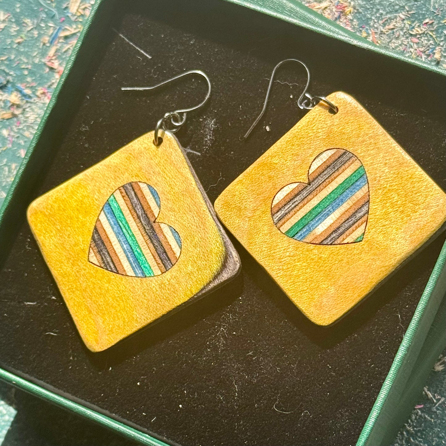 Flower and Heart Skateboard Earrings