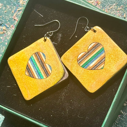 Flower and Heart Skateboard Earrings