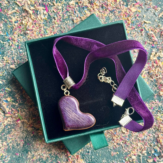 Handmade recycled skateboard Purple Heart Skateboard Choker — Baltic Dew, made in the UK
