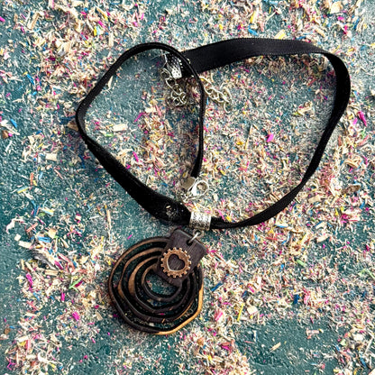 Handmade recycled skateboard Dark grey uneven swirls Skateboard Choker — Baltic Dew, made in the UK
