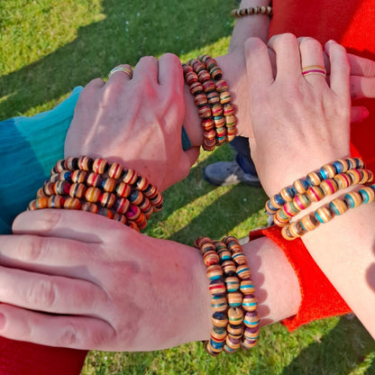 Handmade recycled skateboard Random Beads Skateboard Bracelet — Baltic Dew, made in the UK