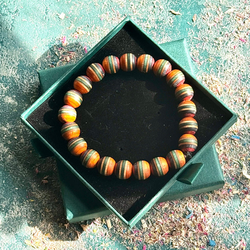 Handmade recycled skateboard Orange, Green and Purple Skateboard Bracelet — Baltic Dew, made in the UK