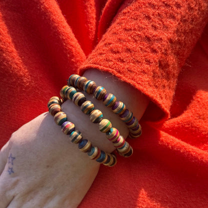 Handmade recycled skateboard Red and Yellow Skateboard Bracelet — Baltic Dew, made in the UK