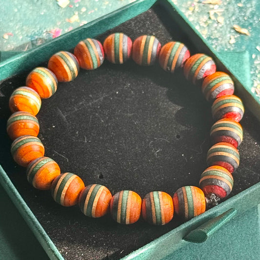Handmade recycled skateboard Orange, Green and Purple Skateboard Bracelet — Baltic Dew, made in the UK