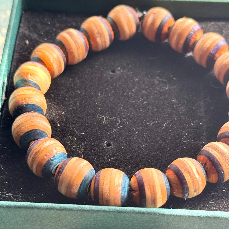 Handmade recycled skateboard Orange, Purple and Blue Skateboard Bracelet — Baltic Dew, made in the UK