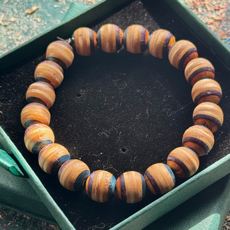 Handmade recycled skateboard Orange, Purple and Blue Skateboard Bracelet — Baltic Dew, made in the UK