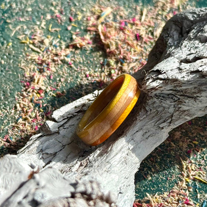 Handmade recycled skateboard Yellow and Orange Slim Skateboard Ring — Baltic Dew, made in the UK
